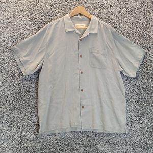 Tommy Bahama Shirt 100%Slik Men XLarge Gray Casual Button Down Collar Short